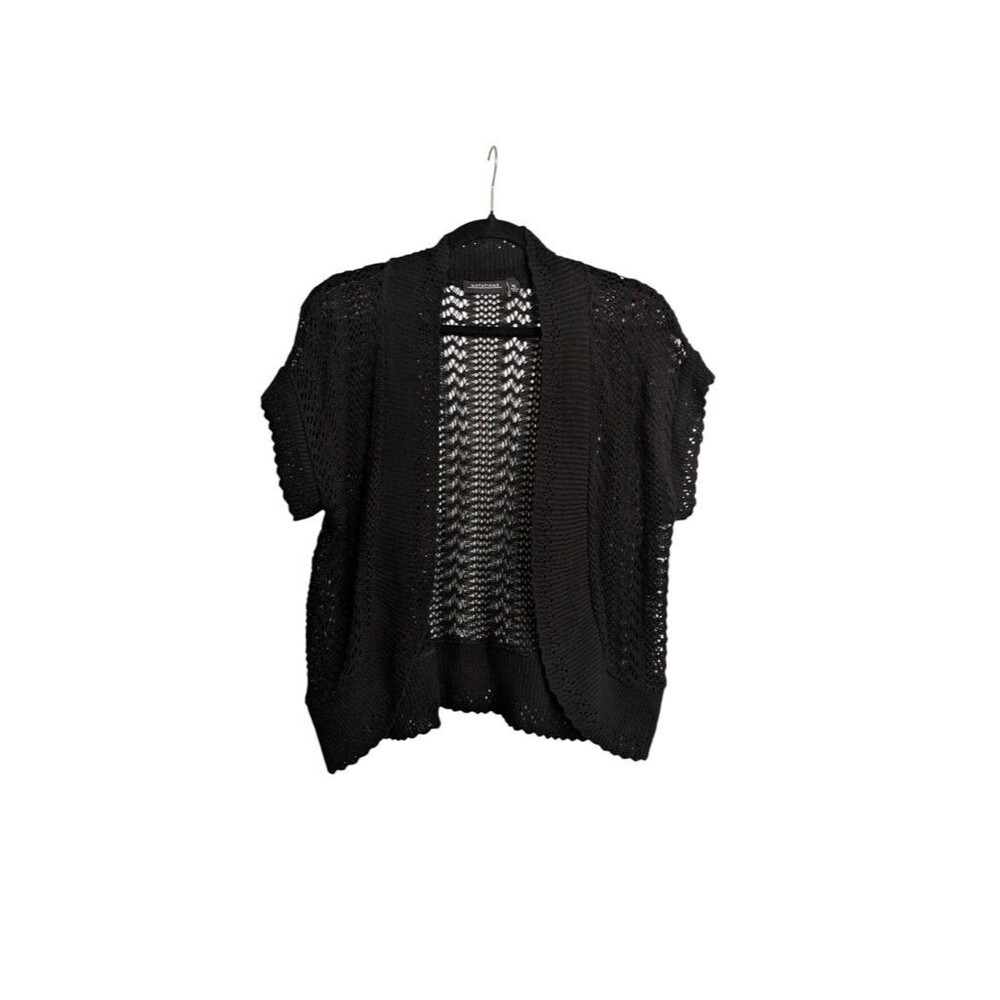 Notations Women's Black Open Knit Cardigan Sweater XL